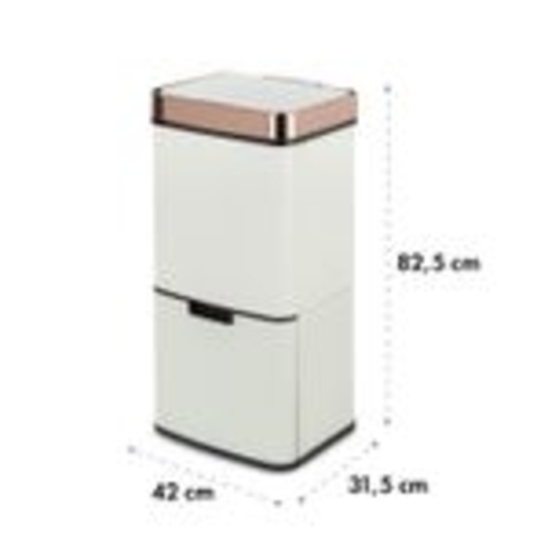Klarstein Royal Trash Sensor-Mülleimer, 72 L Volumen in 4 Behältern, Restmüll & Recycling-Abfälle: 43 & 2 x 12,5 L, Bio-Eimer mit Deckel: 4 L, automatisches Öffnen und Schließen, roségold Bild 11