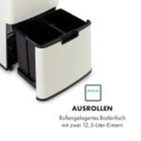 Klarstein Royal Trash Sensor-Mülleimer, 72 L Volumen in 4 Behältern, Restmüll & Recycling-Abfälle: 43 & 2 x 12,5 L, Bio-Eimer mit Deckel: 4 L, automatisches Öffnen und Schließen, roségold Bild 5