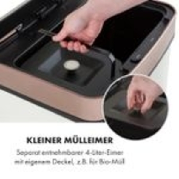 Klarstein Royal Trash Sensor-Mülleimer, 72 L Volumen in 4 Behältern, Restmüll & Recycling-Abfälle: 43 & 2 x 12,5 L, Bio-Eimer mit Deckel: 4 L, automatisches Öffnen und Schließen, roségold Bild 4
