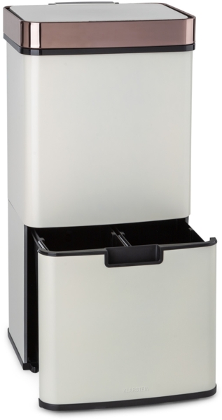 Klarstein Royal Trash Sensor-Mülleimer, 72 L Volumen in 4 Behältern, Restmüll & Recycling-Abfälle: 43 & 2 x 12,5 L, Bio-Eimer mit Deckel: 4 L, automatisches Öffnen und Schließen, roségold