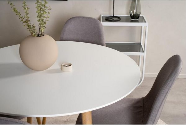 BOURGH Esstisch PLAZA Esszimmertisch Ø100x75cm - Runder Esstisch weiß/natur, Esstisch in modernem Design