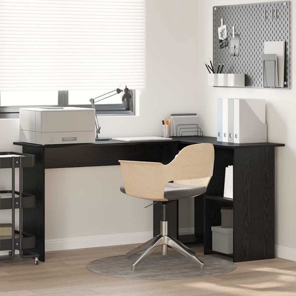 vidaXL Schreibtisch mit Regal Schwarz Eichen-Optik 142 x 102 x 73 cm 869291