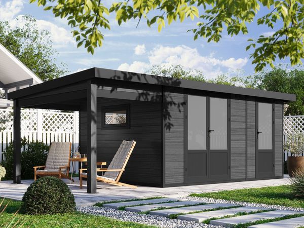 WPC Gartenhaus Style DeLuxe 2-Raum + Seitendach