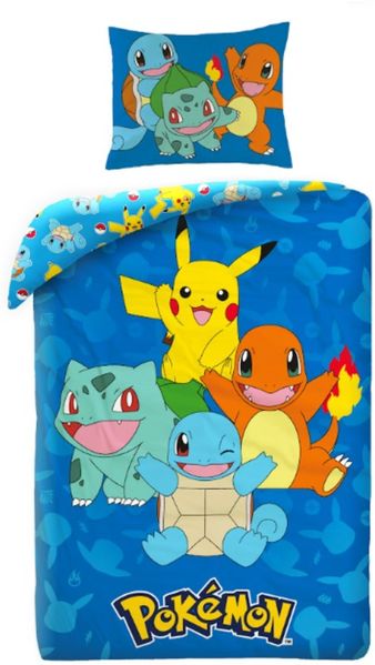 Pokémon Kinder-Bettwäsche – Bettbezug 140x200 cm + Kissenbezug 60x70 cm