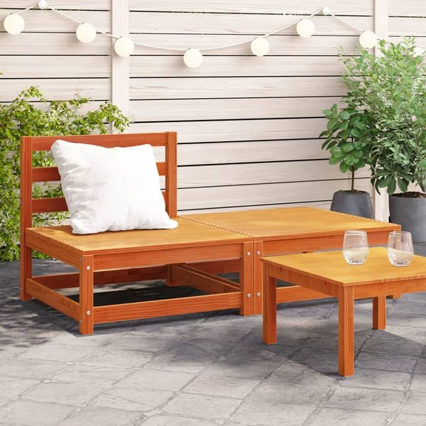 vidaXL Gartensofa ohne Armlehnen mit Fußhocker Wachsbraun Kiefernholz 837960
