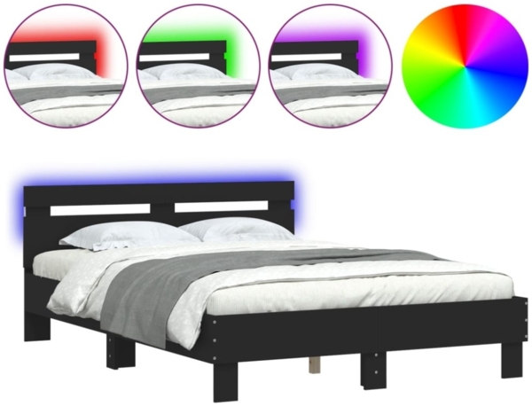 vidaXL Bettgestell mit Kopfteil LED-Beleuchtung Schwarz 120x190 cm 3207575 Bild 6