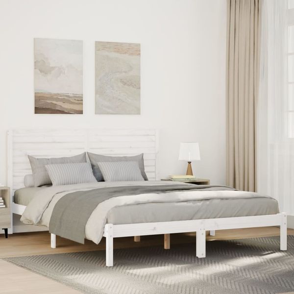 vidaXL Massivholzbett Extra Lang ohne Matratze Weiß 140x220 cm 3309314