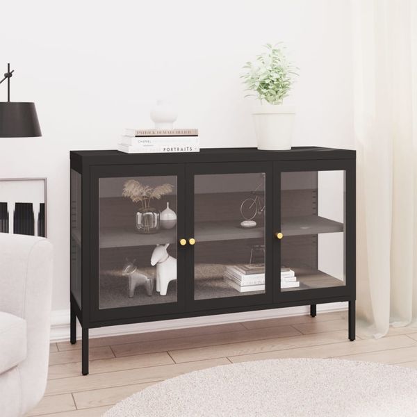 vidaXL Sideboard Schwarz 70 x 35 x 70 cm Stahl und Glas [336067]