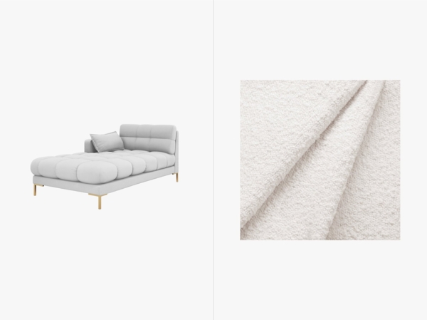 Micadoni Recamiere Mamaia 1-Sitzer Links Boucle Baloo Weiß goldene Beine