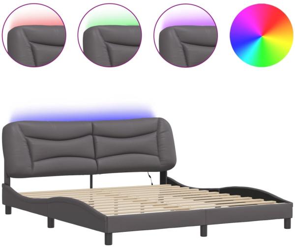 vidaXL Bettgestell mit LED ohne Matratze "Hvar" Grau 180x200 cm 3213951