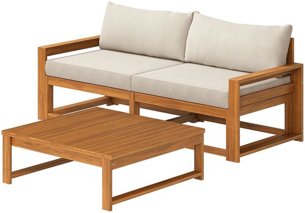 STEELSØN 'Mizaru' Premium Gartenlounge, Gartenmöbel Set mit Tisch, taupe, Akazienholz, wetterfest und UV-beständig, Outdoor Sofa 2 Sitzer Bild 11