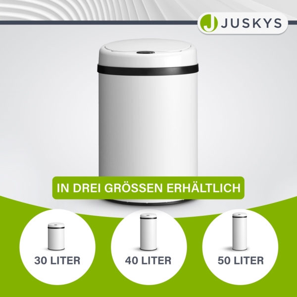 Juskys Mülleimer mit Bewegungssensor, wasserdicht, Weiß, 50 Liter Bild 6