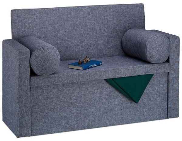 Relaxdays Sitzbank Lehne mit Kissen