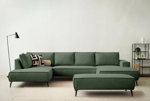 Home affaire Wohnlandschaft TVINNU, Set 2 Teile, Recamiere rechts/links, stellbar zum Schlafsofa (Krokodilverbinder)