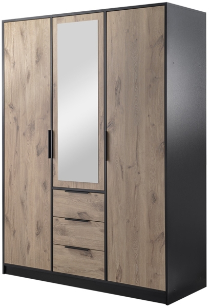Kleiderschrank Lepalta D3 (Farbe: Schwarz / Eiche Viking)