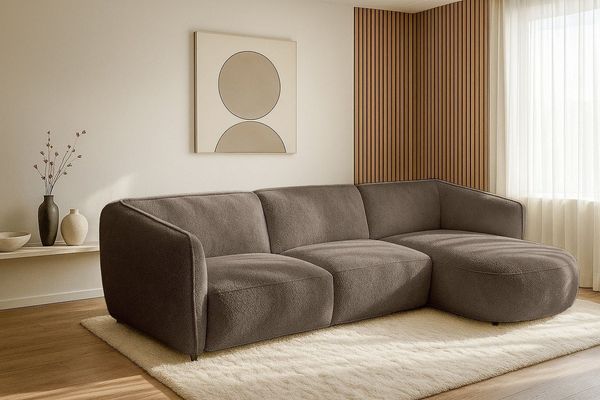 Home affaire Ecksofa OSTRUP Rundsofa, L-Form, Naturtöne, Boucle, Breite 280 cm, organische Form mit sanften Rundungen