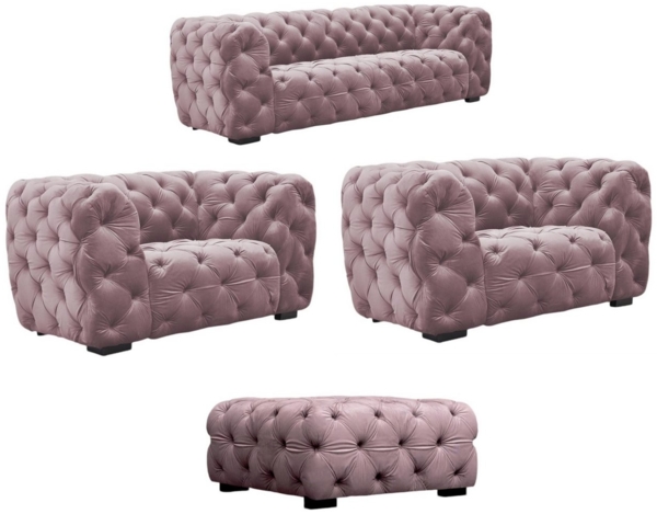 Sofaset Designersofa NATALIE 3-1-1 in Stoff Riviera Rose