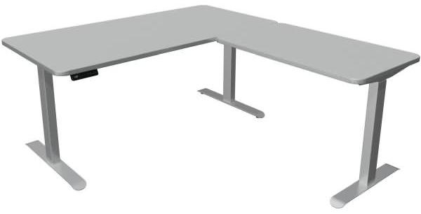 Kerkmann Schreibtisch Sitz-Stehtisch Move 3 Premium 160x80x72-121cm inkl. Anbautisch 100x60cm elektr. höhenverstellbar mit Memoryfunktion Lichtgrau