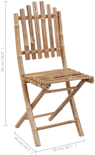 vidaXL Klappbare Gartenstühle 2 Stk. mit Kissen Bambus 3064010 Bild 3