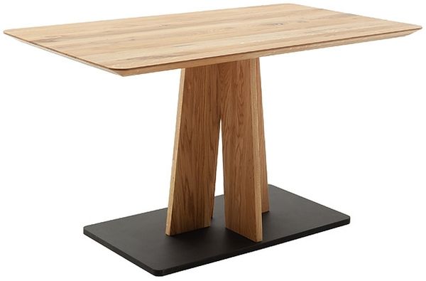 Esstisch >MARILIA< schweizer Kante, in Wildeiche Massiv / schwarz - 140x76x80 (BxHxT)