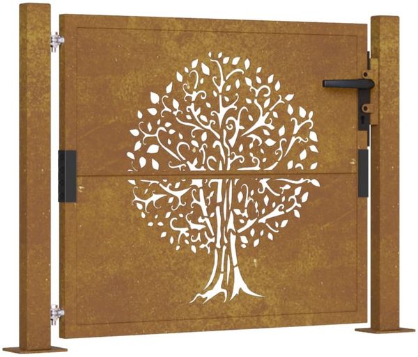 vidaXL Gartentor 100x100 cm Cortenstahl Baumdesign 153161 Bild 2