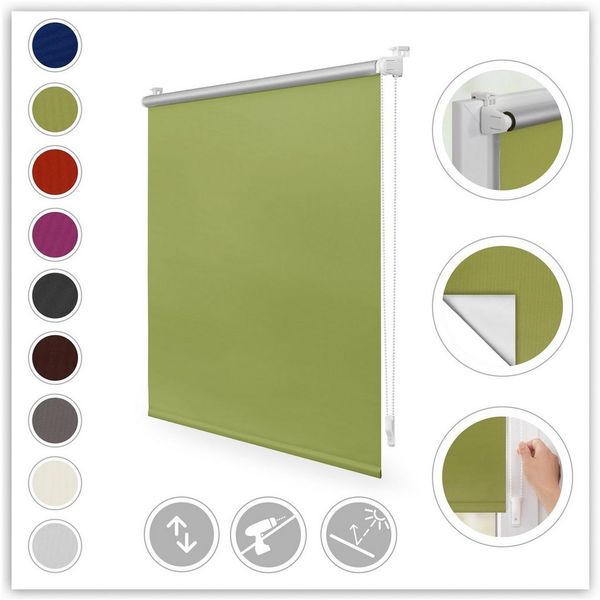 Lichtblick Sonnenschutzsysteme GmbH Thermo-Rollo Vancouver 45 cm x 150 cm (BxL) Grün Verdunkelnd & Thermofunktion; Klemm- und schraubbar; Energiesparend