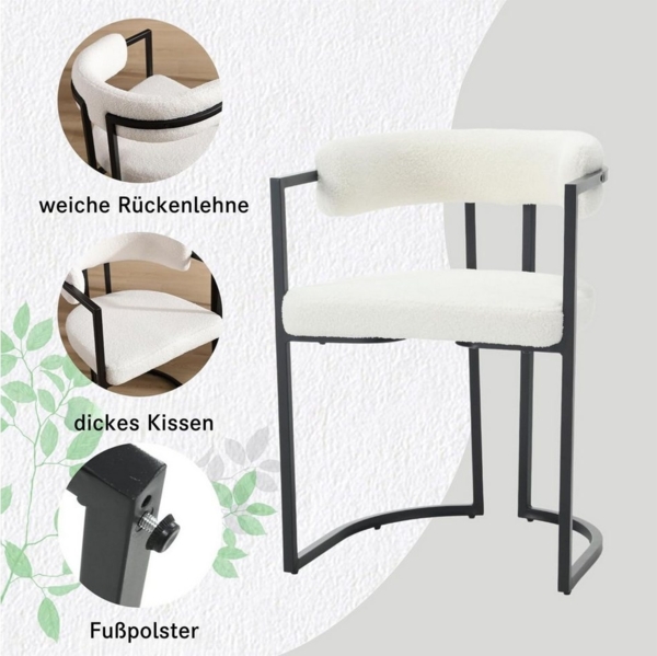 WAHSON OFFICE CHAIRS Esszimmerstuhl 2er Set, aus Samt Polsterstühle mit schwarzen Metallbeinen, Eckstühle (2 St) Bild 2