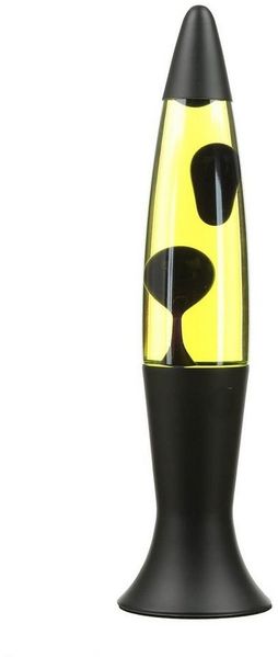 Licht-Erlebnisse Lavalampe ROXY, Warmweiß, Schwarz matt Gelb 40 cm hoch Retro Design Tischleuchte