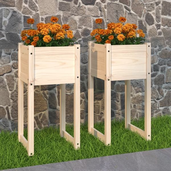 vidaXL Pflanzkübel 2 Stk. 40x40x81 cm Massivholz Kiefer 822123
