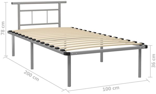 vidaXL Bettgestell Grau Metall 100x200 cm [324825] Bild 6