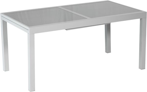 Gartentisch, ausziehbar, 120 (180) x 90 x 75 cm, silber/grau