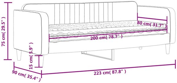 vidaXL Tagesbett mit Matratze Hellgrau 80x200 cm Samt 3197032 Bild 12