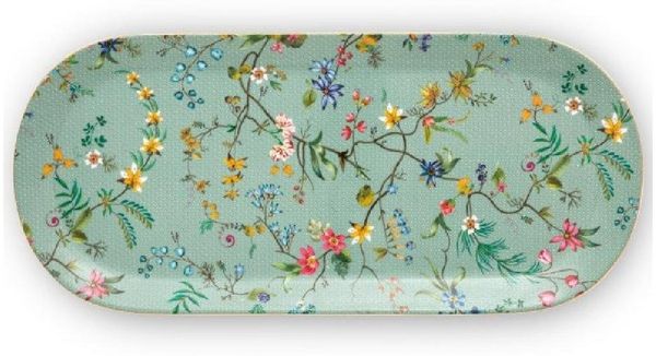 PiP Studio Tortenplatte Kuchenplatte Jolie Rechteckig Flowers Blau