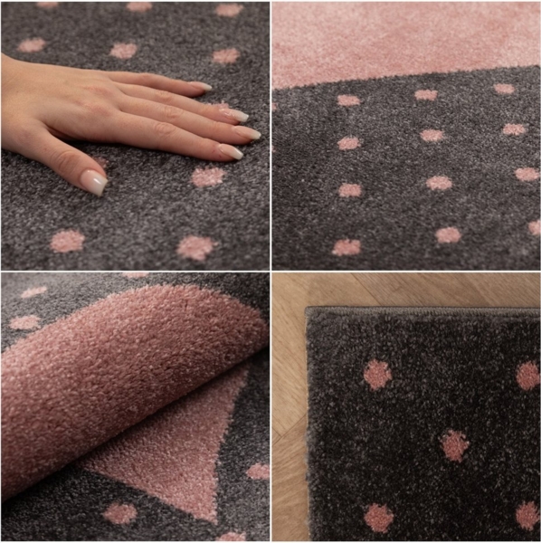 Carpettex Kinderteppich Herz-Design, Läufer, Höhe: 10 mm, Teppich Kinderzimmer Herz Design Kinder Teppich Rosa Babyzimmer Bild 2