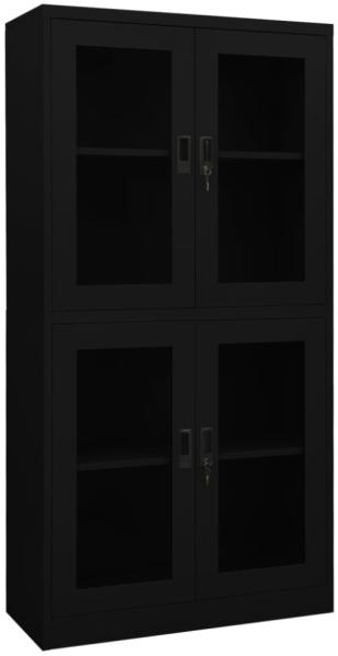 vidaXL Büroschrank Schwarz 90x40x180 cm Stahl und Hartglas [335940]