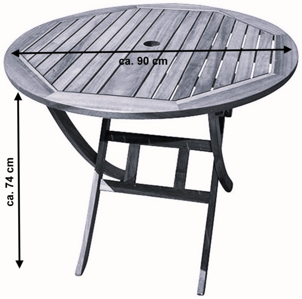 Gartentisch Akazie 90 cm rund Klapptisch JUSTIN 59377132 Bild 3