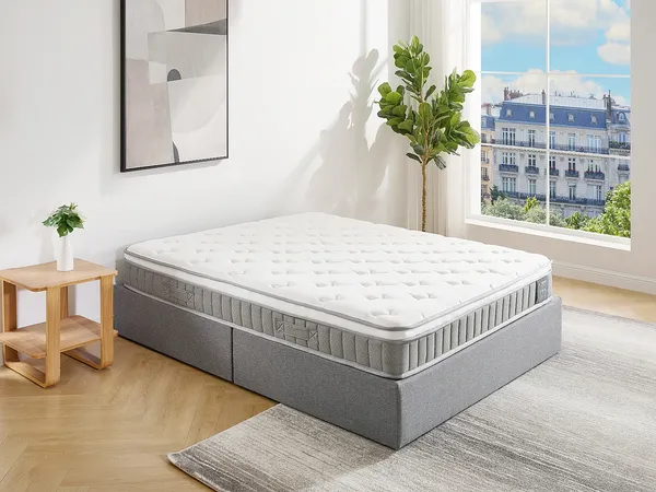 Vente-unique - VITOGO Matratze Stoff Weiß - B 140 cm x H 21 cm x L 190 cm