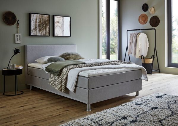 Atlantic Home Collection EDISON Boxbett, Liegefläche 140x200 cm, Härtegrad H2, inklusive Topper, grau