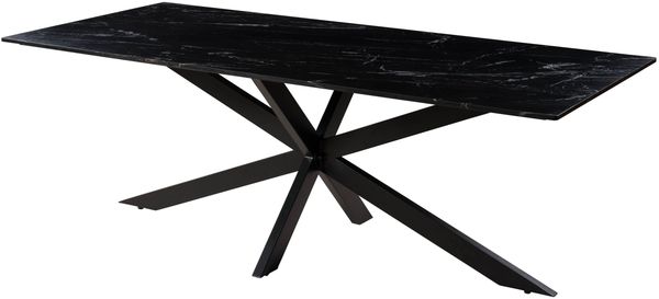 Esstisch 180x100x76 Marmor schwarz / Kreuzgestell Eisen schwarz BARCELONA #411