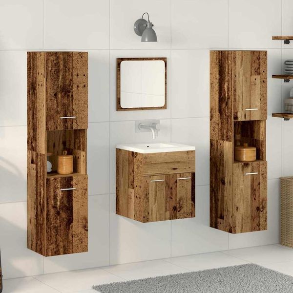 vidaXL Badezimmermöbel-Set Wandmontiert 4 pcs Altholz Holzwerkstoff 3332492