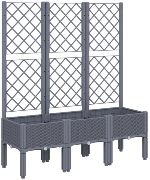 vidaXL Pflanzkübel mit Rankgitter Blaugrau 120x40x142 cm PP 367926