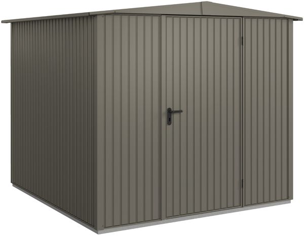Hörmann Metall-Gerätehaus Berry Classic mit Satteldach Typ 2, 259 x 248 cm, quarzgrau, 6,4 m²,1-flüglige Tür
