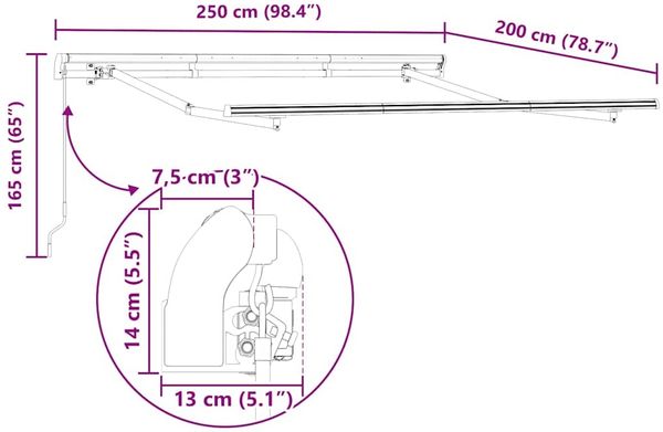 vidaXL Markisenrahmen Anthrazit 2,5 x 2 m Metall 42002544 Bild 10