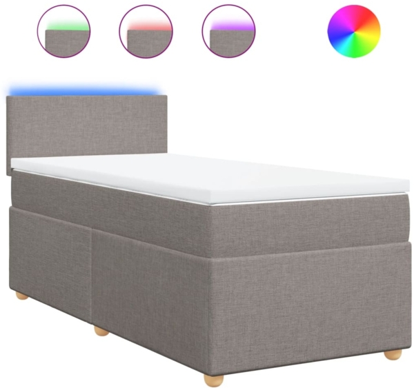 vidaXL Boxspringbett mit Matratze Taupe 90x190 cm Stoff 3288832
