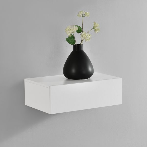 Nachtschrank Elverum 46x30x15 cm mit Schublade Weiß Matt en. casa