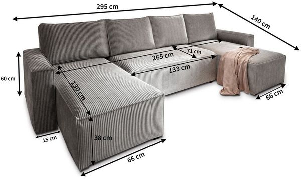 Masseno Ecksofa ASPRA mit Schlaffunktion U-Form, Sofa mit Bettkasten Bild 2