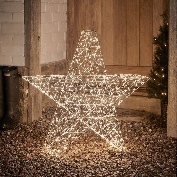 Lights4fun LED-Stern für außen 82cm Bicolor LED Stern Weihnachtsdeko außen, LED fest integriert, Weihnachtsbeleuchtung, (H) 82 x (B) 82 x (T) 22cm