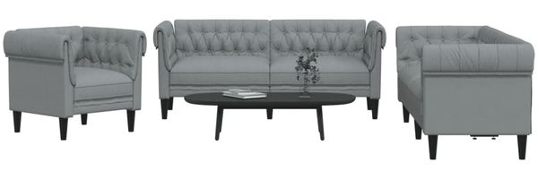 vidaXL 3-tlg. Sofagarnitur Hellgrau Stoff 3209191