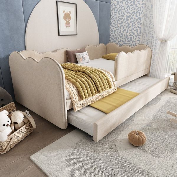 Flieks Daybett, Polsterbett Tagesbett Schlafsofa Kinderbett 90x190cm mit Ausziehbett