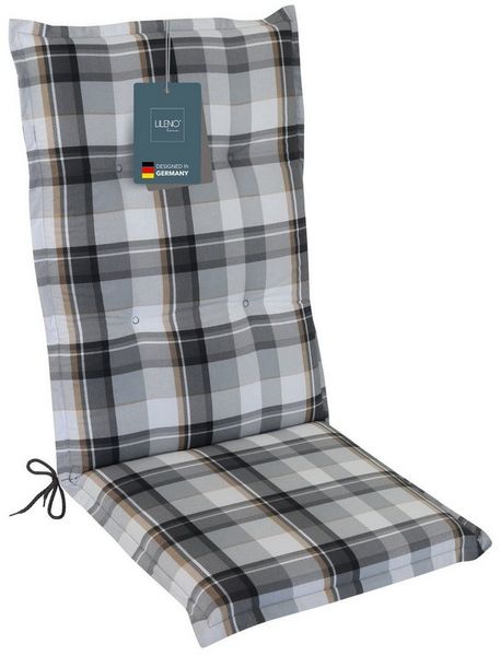 LILENO HOME Hochlehnerauflage Gartenstuhl Auflage, bequeme Sitzauflage für Gartenmöbel, Stuhlkissen, (1 St, 1er Set), Polsterauflage Karo Grau, Sitzpolster für Klappstühle